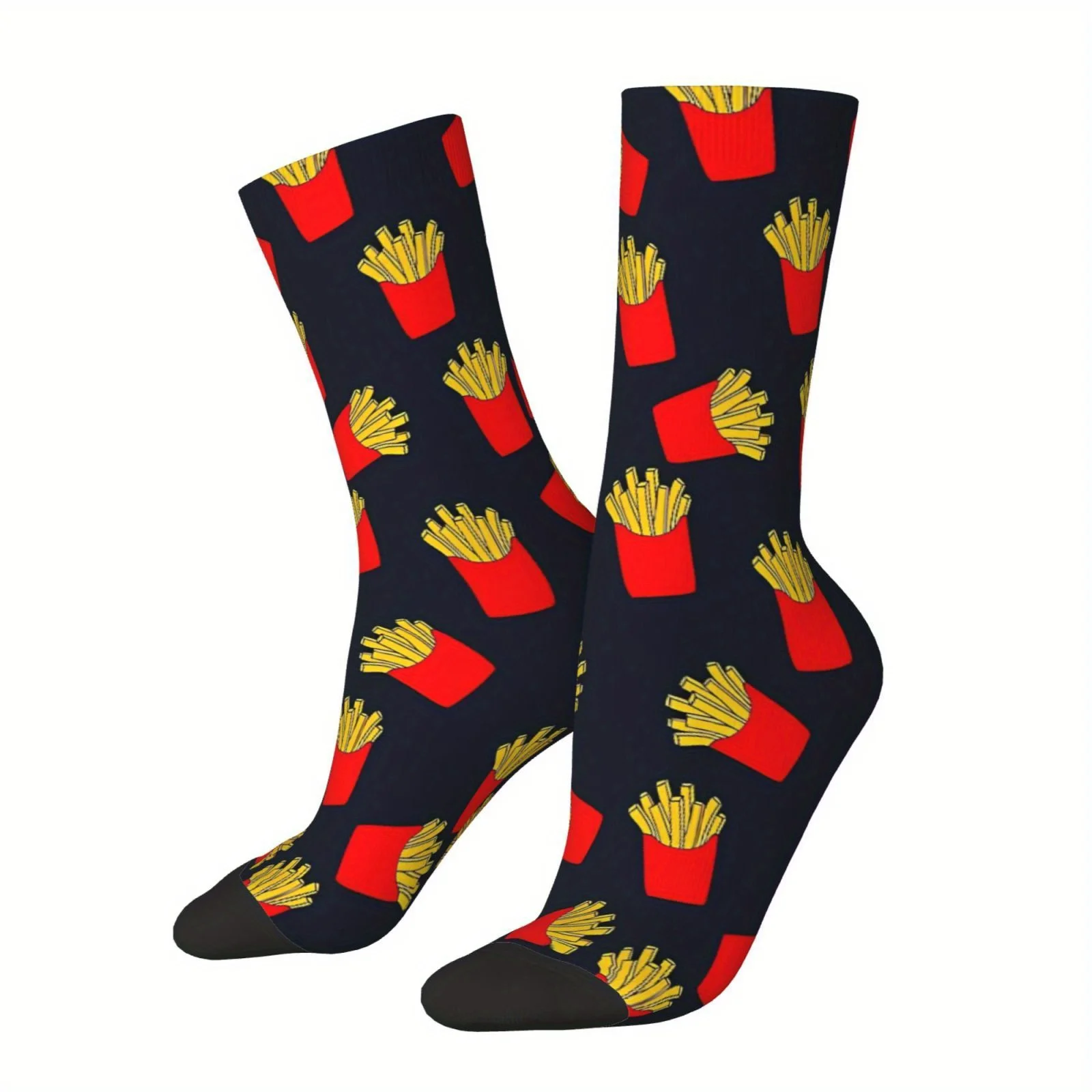 French Fries Socks Full-Body 3D French Fry Print Breathable Polyester Blend Novelty Gift Suitable for Casual Wear