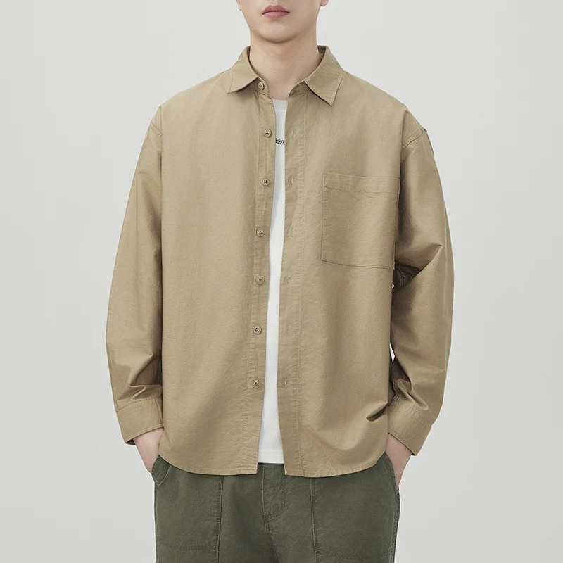 

Новая мужская хлопковая рубашка-куртка 2025 года с длинным рукавом, свободного кроя, больших размеров, на пуговицах, для весны и осени