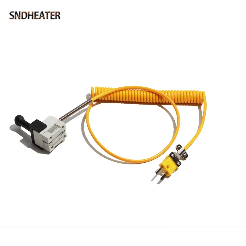 SNDHEATER K type Thermocouple High Temperature Square Magnetic Test Probe Terminal with Yellow Plug Bendable Spring