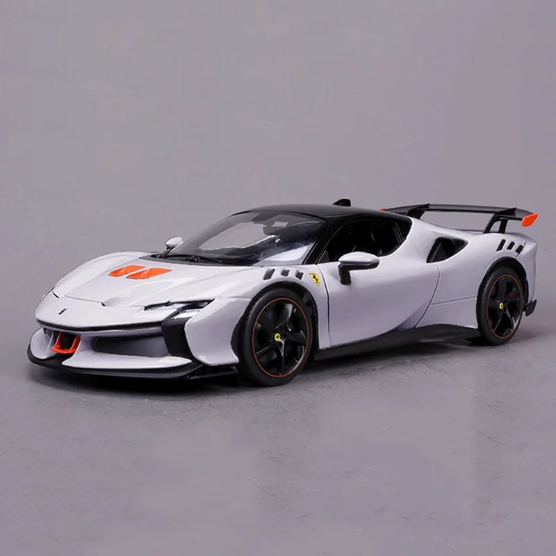 In Stock New Bburago 1:18 Ferrari Sf90 Xx Stradale Bianco Artico Flash Alloy Miniature Diecast Model Ferrari Racing Car Toy Gift