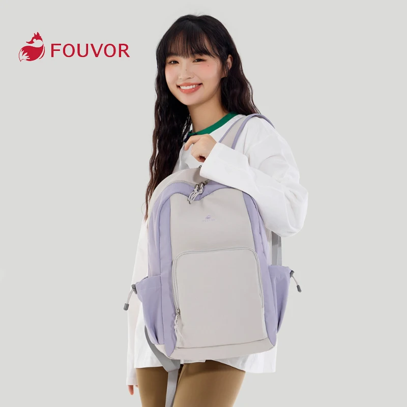 

FOUVOR большой рюкзак женский водонепроницаемый студенческий рюкзак с боковыми карманами на шнурке из холста нейлоновые женские рюкзаки 3047-18
