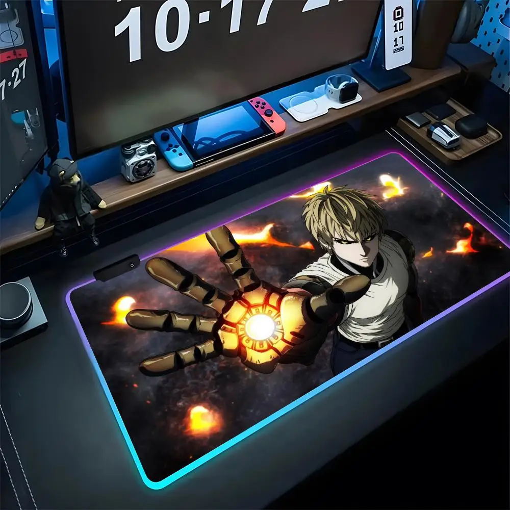 

Anime One-Punch Man Mouse Pad Gaming Rgb Mousepad Backlit Keyboard Trend Gamer Girl Xxl Laptop Mat Table Pads Deskpad