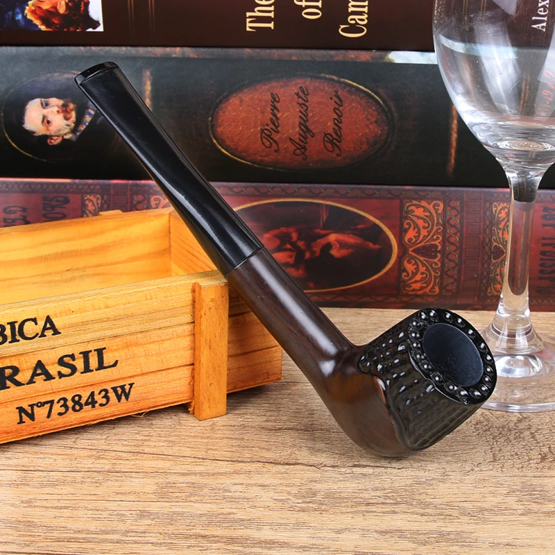 Straight Natural Ebony Wood Smoking Pipe Tube, Tobacco Pipes,Smooth Smoking Accessories, Gift for Father, High Quality, New, 9mm