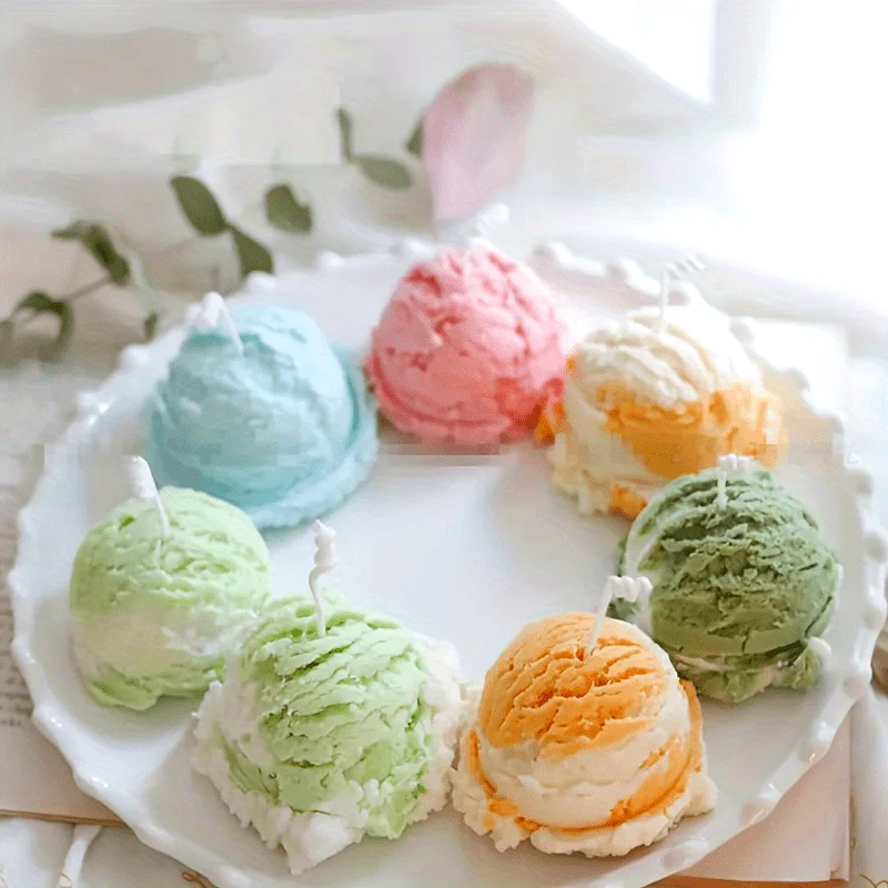 Ice Cream Spherical Candle Making Silicone Soap Mold Model DIY Decoration Mold Gypsum Aromatherapy Hanging Decoration Mold