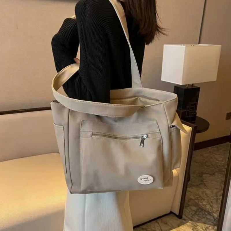 Fashion Women's Canvas Shoulder Bag, Large Capacity Student Tote Bag, Casual Commute Handbag, Eco-friendly Reusable Shopping Bag image 2
