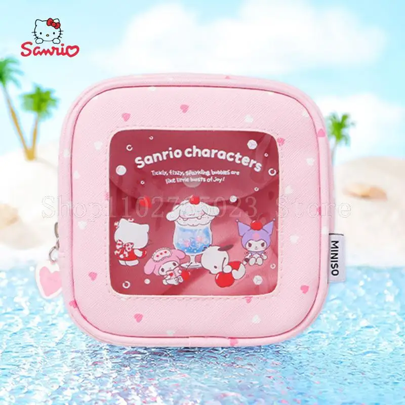 

Kawaii Miniso Sanrio My Melody Storage Bag Colorful Summer Series High Capacity Pressed Powder Mirror Storage Portable Girl Gift