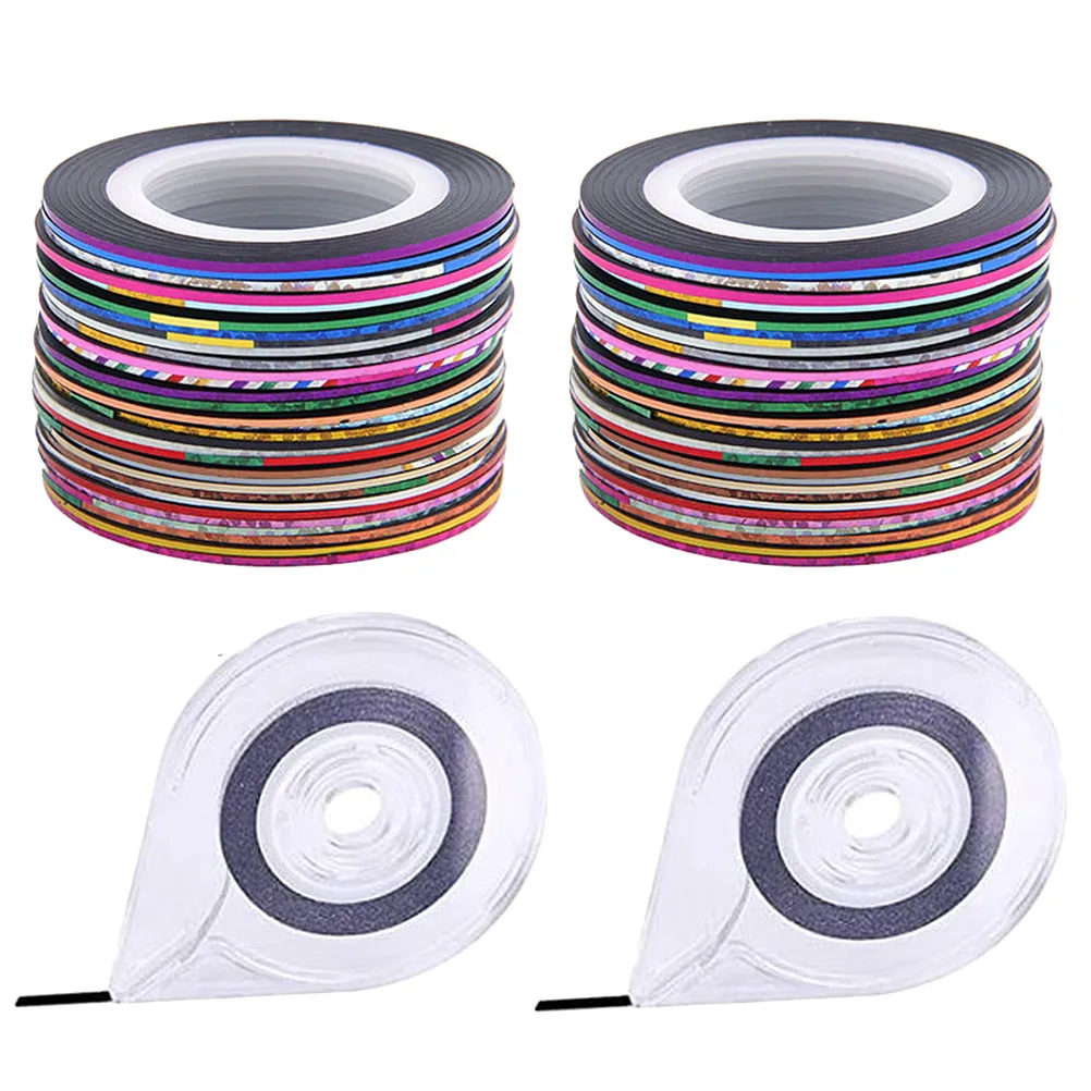 2Sets 30 Colors Nail Art Striping Tape Set for Perfect Crisp Lines DIY Manicure Uv Gel Acrylic Polish False Nails Toe Hand