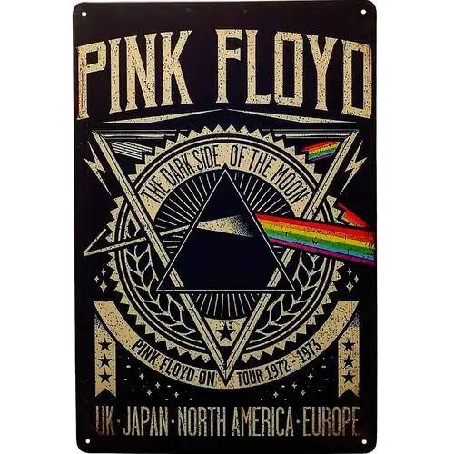 Vintage Dark Side of the Moon World Tour Metal Sign Rock & Roll 