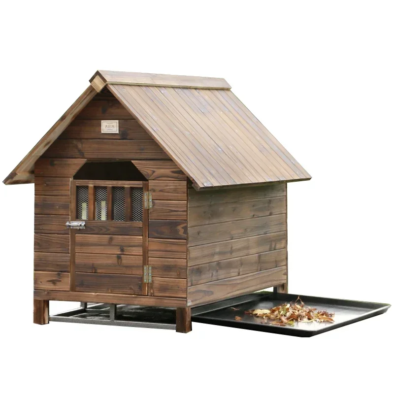 

Premium Wooden dog house with toilet, outdoor solid wood carbonized pet house, pet house, dog house