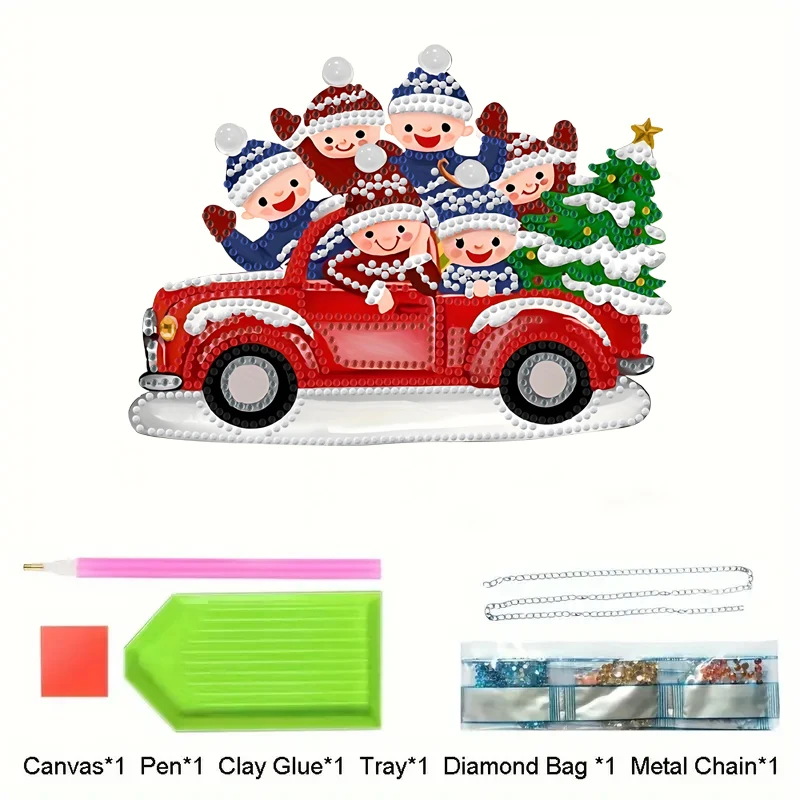 

1PCS diamond Painting Christmas Cars Style Odd-shaped DiamondsAcrylic Material House Plate Art Pendant DIY Handicraft Dot Drill