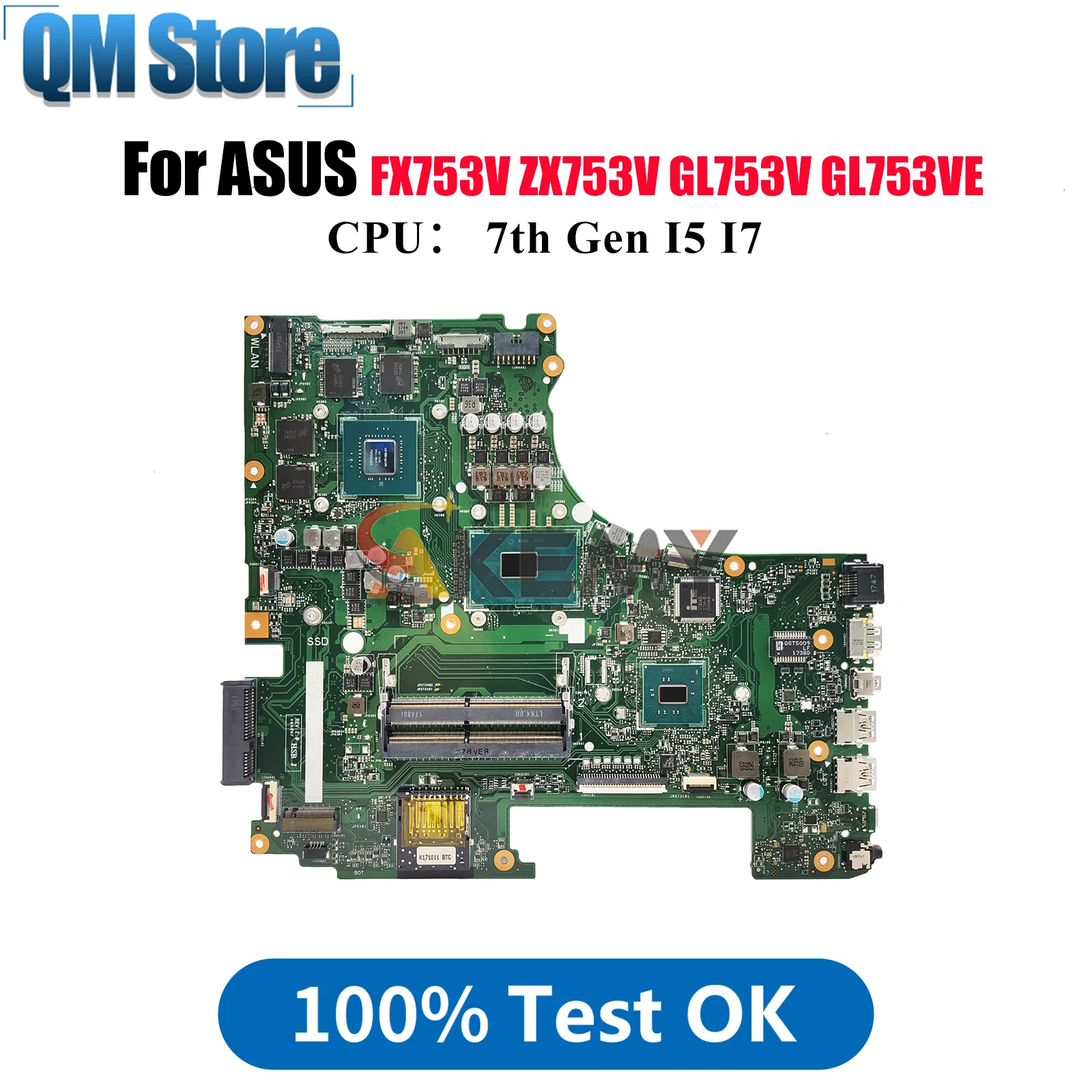 

GL753VD Laptop Motherboard For ASUS ROG Strix GL753V GL753VE ZX753V GL753VD FX753V Mainboard With I5 I7 CPU 100% tests OK stk
