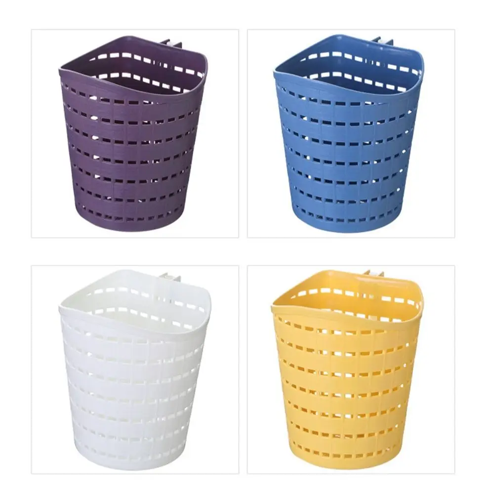 Plastic Rotating Storage Basket With Single Hook Rotatable Hollow Basket Wall Hanging Hangable Desktop Sundries Organizer