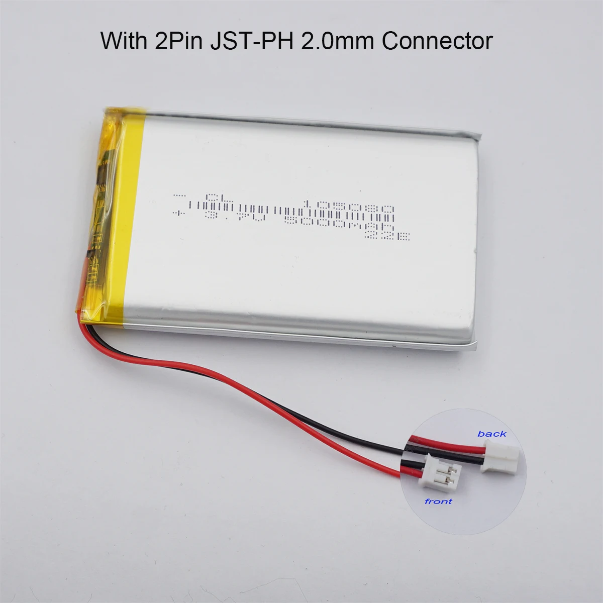 XINJ 3.7V 5000 mAh Polymer Lipo Li Battery 105080 JST-PH 2Pin 2.0mm Compatible DashCam GPS ipod PAD MID Power Bank DVD Tablet PC