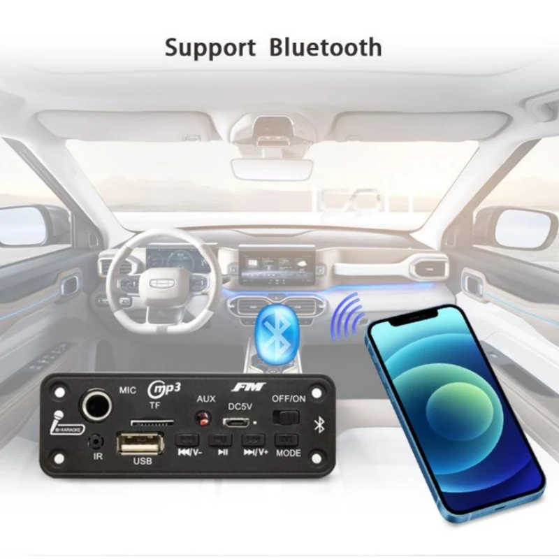 Amplificador de 6W DC 5V MP3 WMA placa decodificadora Bluetooth 5,0 módulo de Audio USB TF Radio receptor FM inalámbrico 2*3W reproductor de MP3 para coche