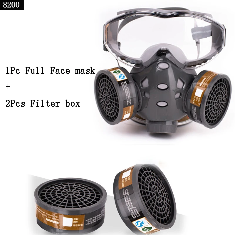 

Full Face Gas Mask With Safety Glasse Anti-Dust With Filter Respirator Spray Paint Chemical Pesticide Decoration Formaldehyde