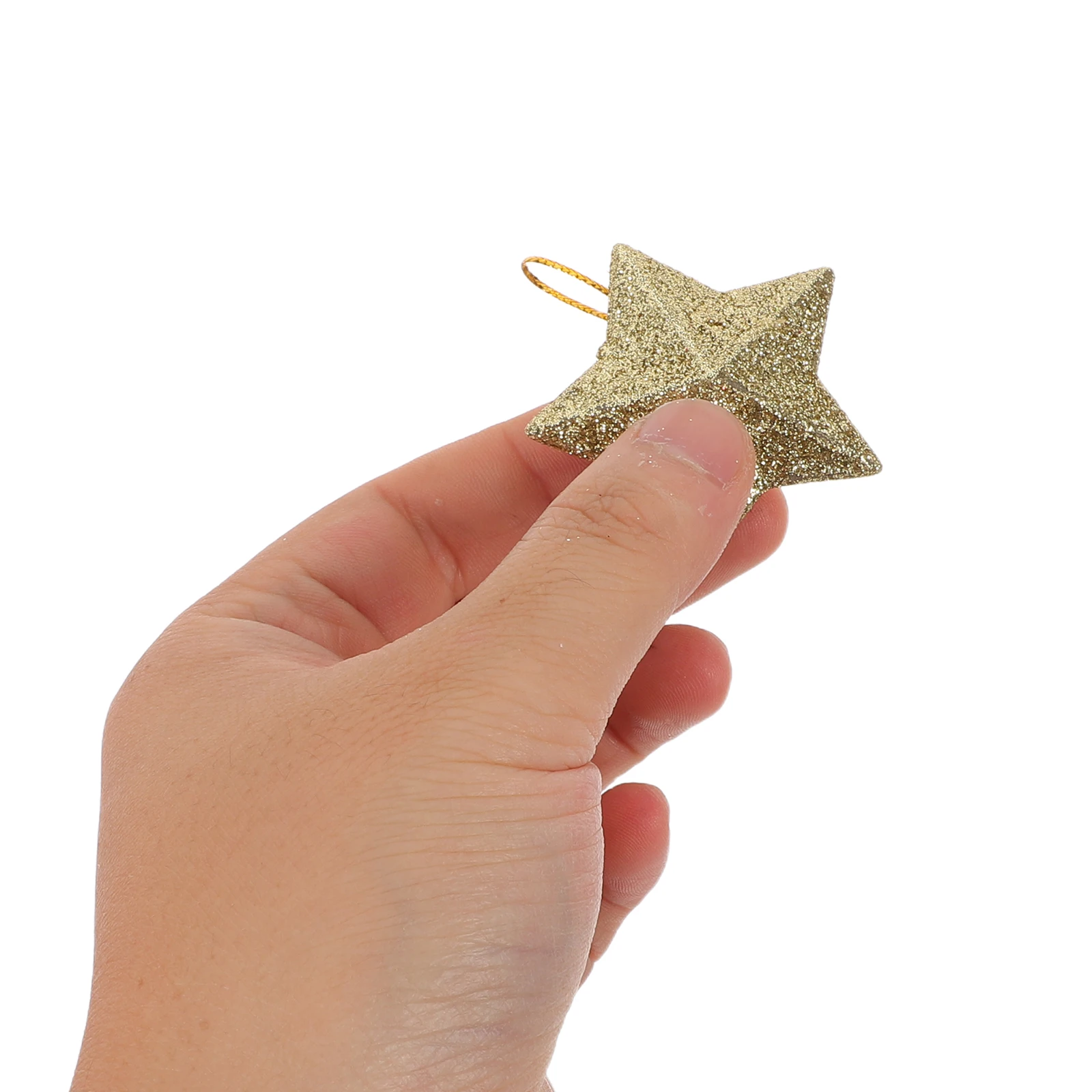

60Pcs Glitter Five-Pointed Star Ornaments Christmas Tree Hanging Decorations Silver Gold Xmas Party Favor Decor