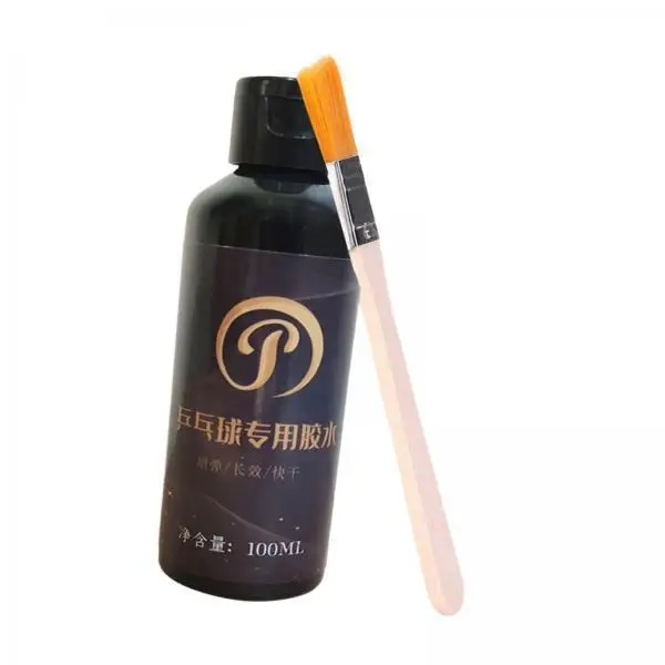100ml Table Tennis Racket Glue Fast Drying Elastic Bond with Brush for Paddle Rubber Control and Reuse