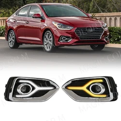 For Hyundai Accent 2018 2019 2020 DRL Daytime Running Light Fog Lamp Turn Signal Car Flashing LED For Cars Auto Light Headlights