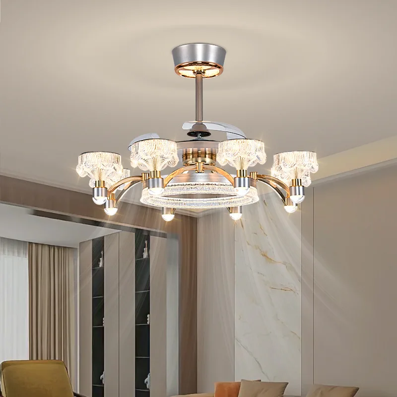 Living room invisible fan light Italian light luxury advanced sense intelligent frequency conversion dining room ceiling fan lar