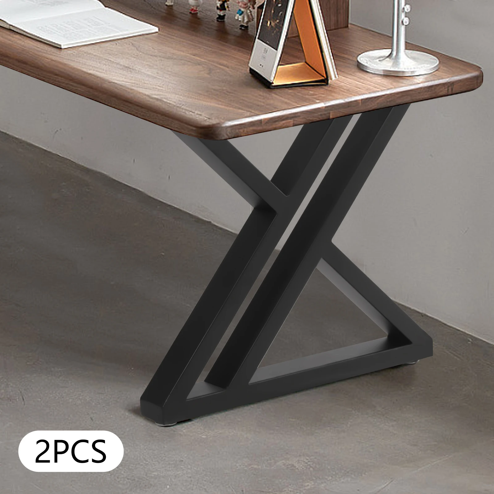 2 Stück X-förmige schwarze 16-Zoll-Vierkantrohr-Möbelbeine, moderne Metall-Couchtischbeine, industrielle, robuste Metall-Schreibtischbeine – Detail 2