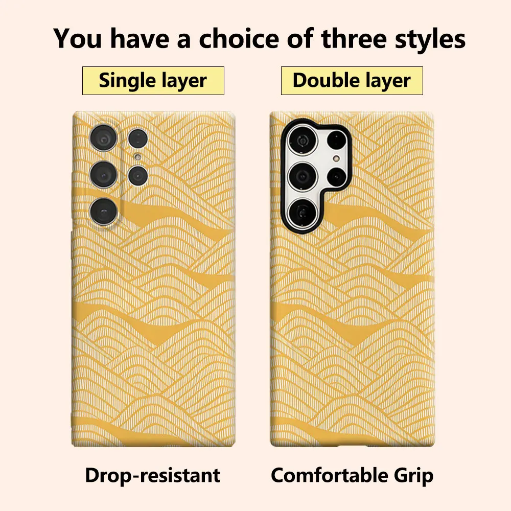 Minimal Mountain Lines Luxury Fashion Full Lens Protective Case for Samsung Galaxy S26 S25 S24 A56 A36 Plus Ultra