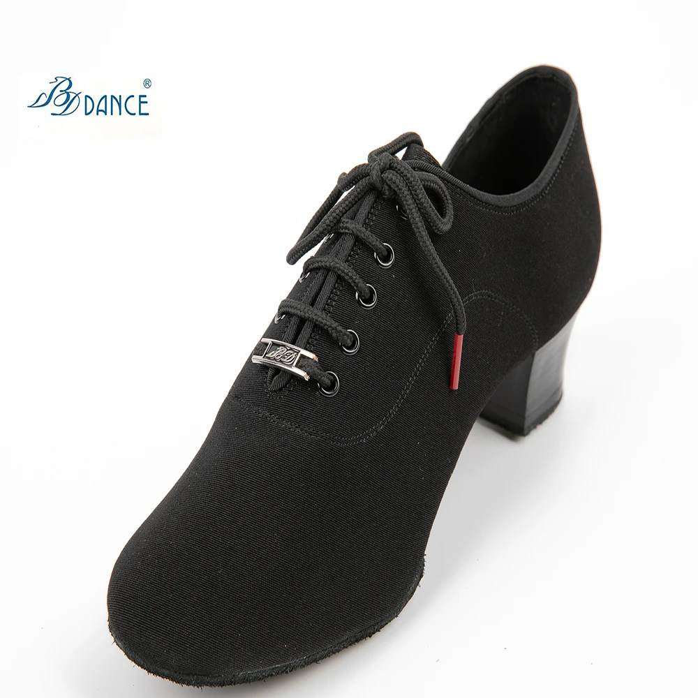 

Genuine BD Men Latin Dance Shoes Adult Two Point Soles Teacher Shoes Soft Base Male 417 Oxford Heel 4.5 CM Canvas Breathable