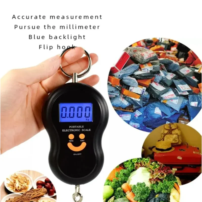 Electronic Portable Gourd Scale with Backlight for Purchasing Vegetables Electronic Scale Hook Portable Weighing 50KG 1PC