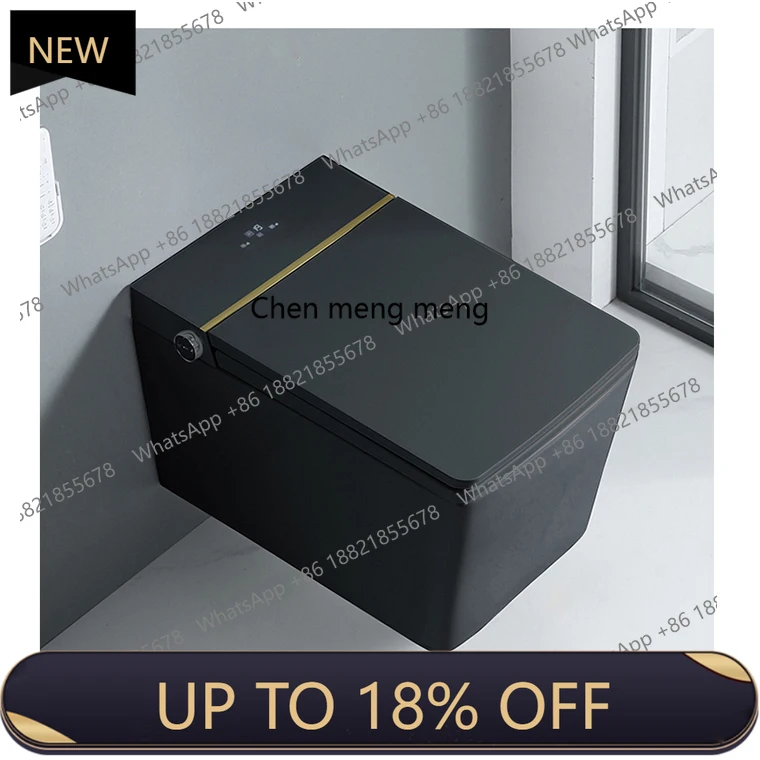 

High End Color Smart Wc Square Shape Ceramic Intelligent Bidet Wall Mounted Automatic Toilet Bowl Black Smart Toilet F185