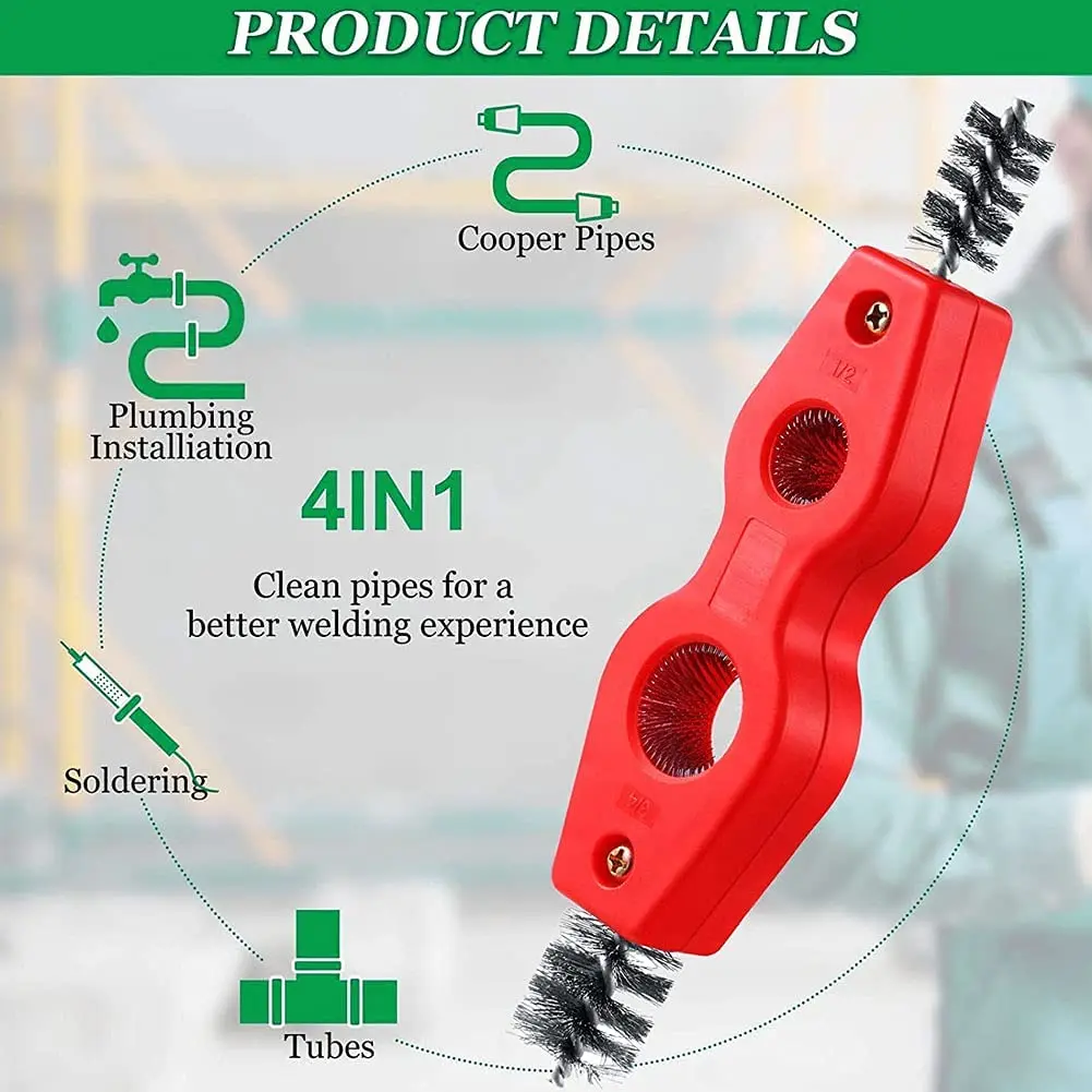 Kupfer rohr bürste 4 in 1 Rohr Entgratungs bürste Reinigungs werkzeug mit rutsch festem Griff 3 Stück DIY Industrie werkzeuge