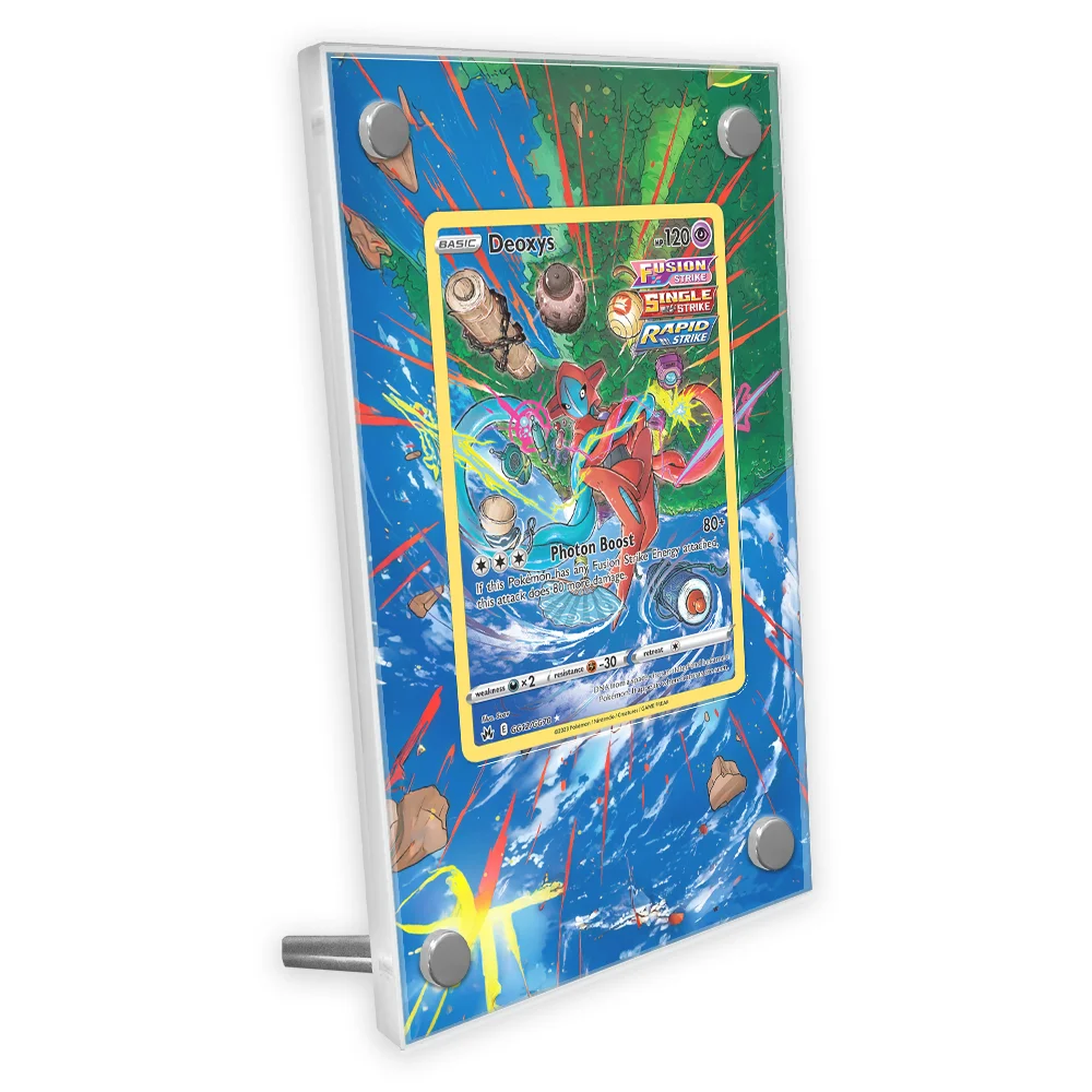 Pokrowiec ekspozycyjny na kartę Pokemon Anime Deoxys Extended Art, kolekcja kart, przedłużona grafika, stojak ekspozycyjny PSA, bez