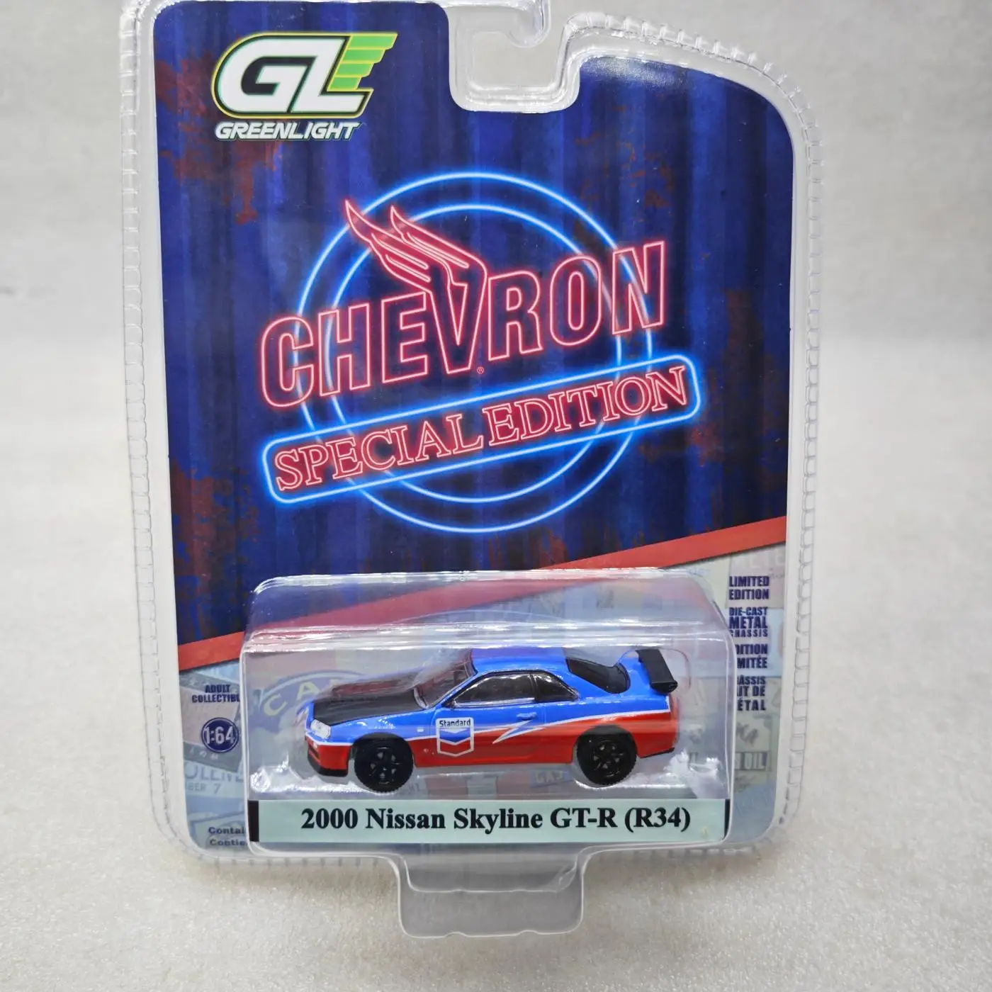 

Green Light 1:64 Chevron Special Edition Series 1-2000 Nissan Skyline GT-R (R34)car Model Toys Gifts Collection