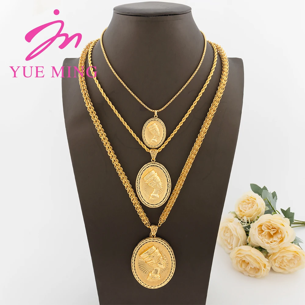 

Gold Color Pharaoh Pendant with Chain 80/60/40cm Women Girls Copper Necklace Jewelry Accessories Birthday Party Banquet Gifts