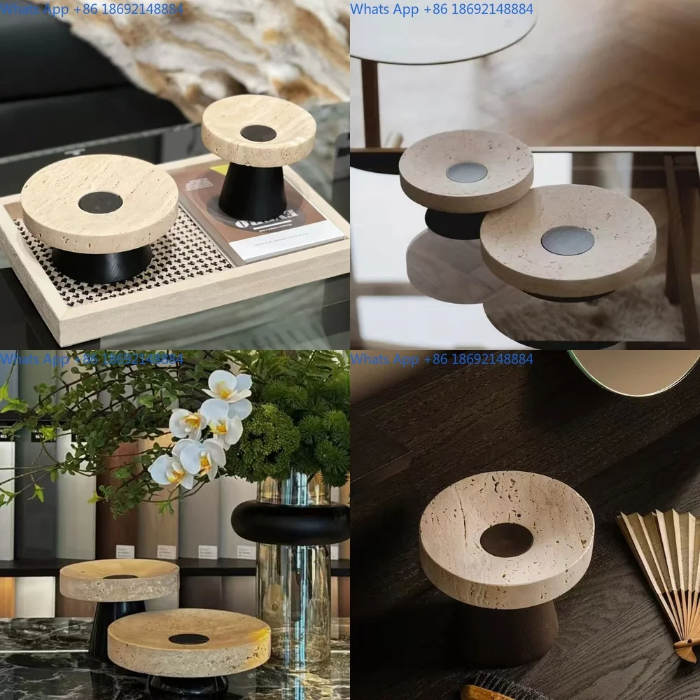 

Modern Creative Artificial Cave Stone Fruit Bowl Decorative High Tray for Living Room Coffee Table Display and Storage