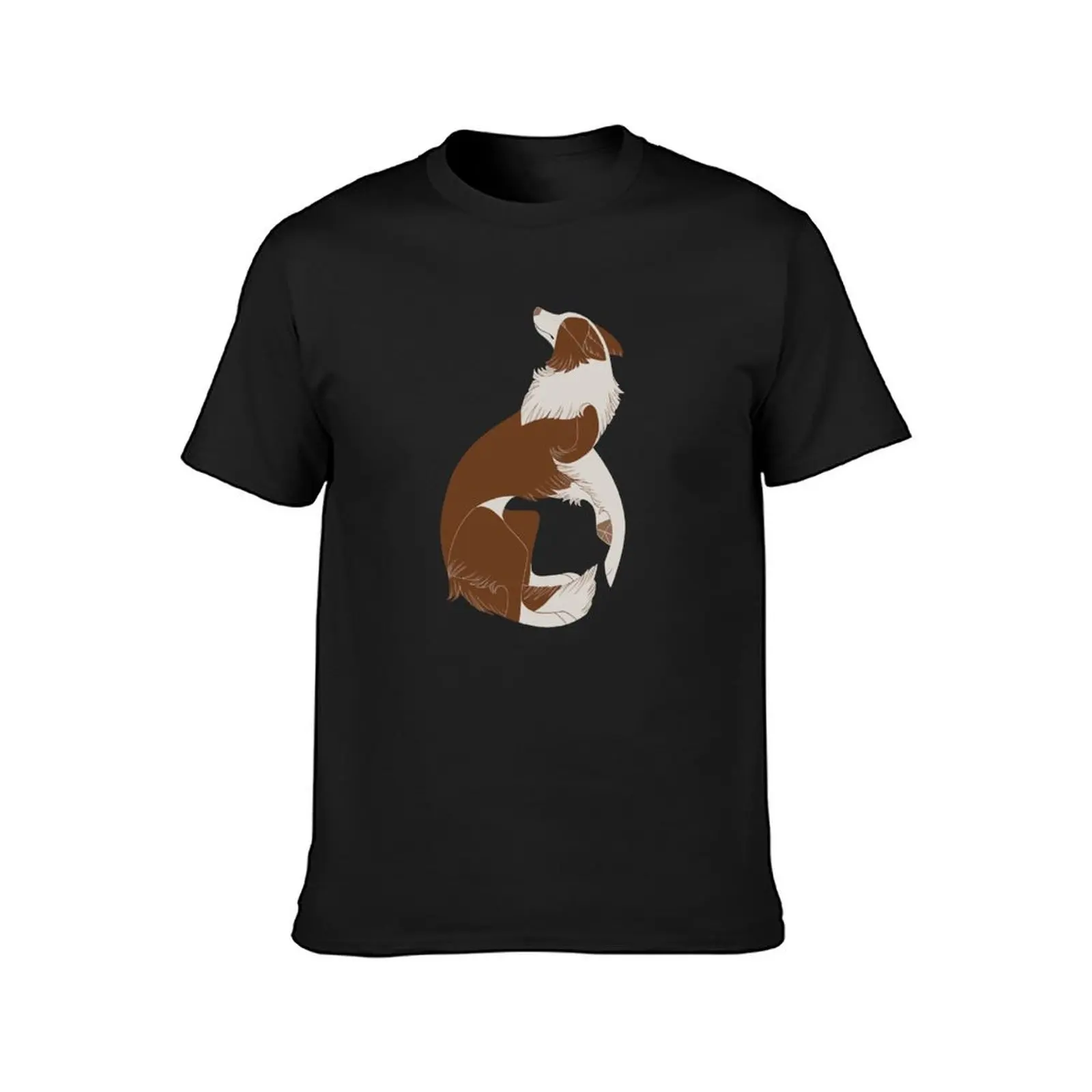 Geometric dogs - Border Collie (Brown) T-Shirt plus sizes boys animal print sports fans mens white t shirts