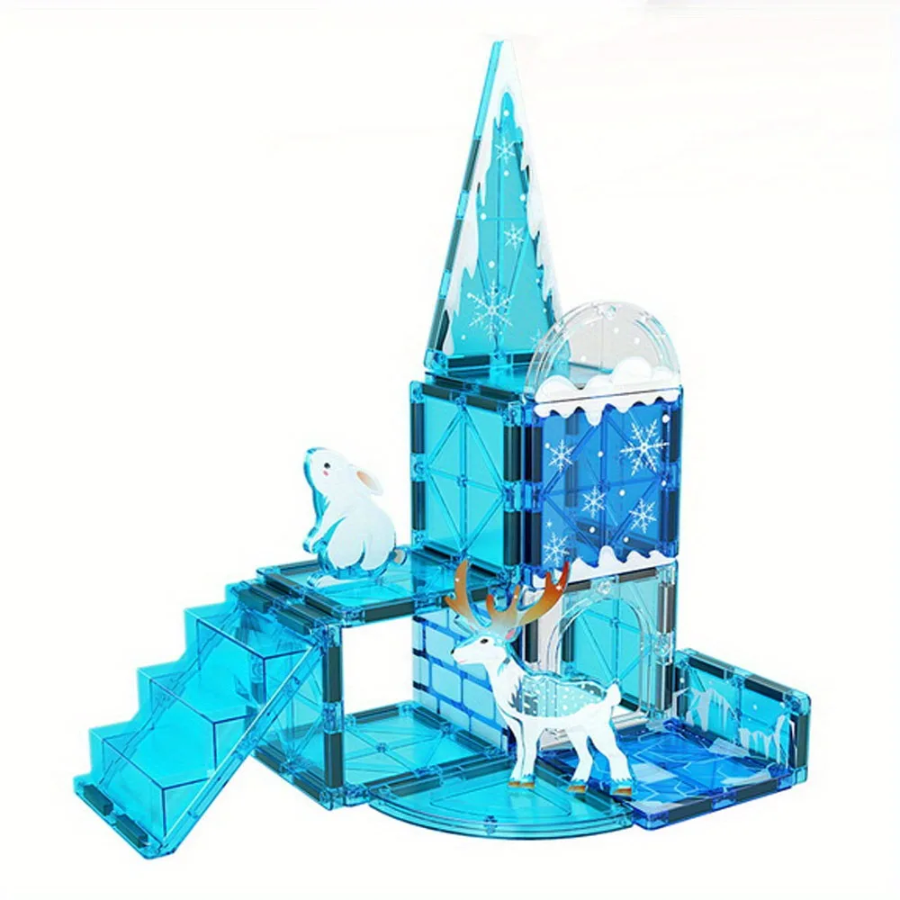 DIY 32pcs Ice And Snow Animals Magnetic Building Blocks - Large STEM Toy MOC Creative Magnetic Toys, Children Educational Gift