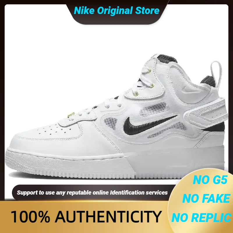 Nike Air Force 1 Mid React 40th Anniversary White Black Sneakers shoes DQ7668-100 With Original Box