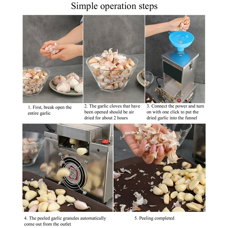 2025 Neue 110 V/220 V Elektrische Knoblauchschälmaschine Kommerzielle Edelstahl Schnelle und mühelose Schälmaschine Lebensmittel