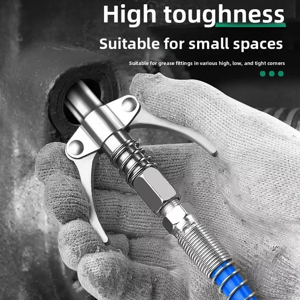 1Pcs 10000 PSI Quick Release Grease Coupler Leak Free NPT 1/8 Grease Nozzle Adapter Dual Handle Stainless Steel