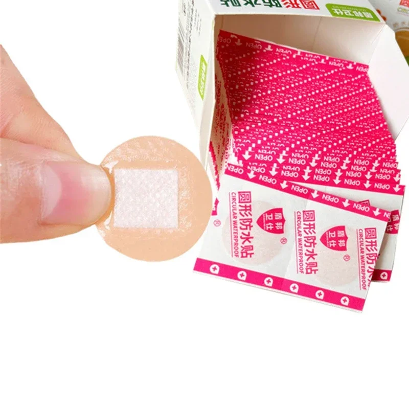 100pcs/set Mini Round Band Aid Skin Color Wound Dressing Plaster Medical Patch Breathable Waterproof Adhesive Bandages Tape