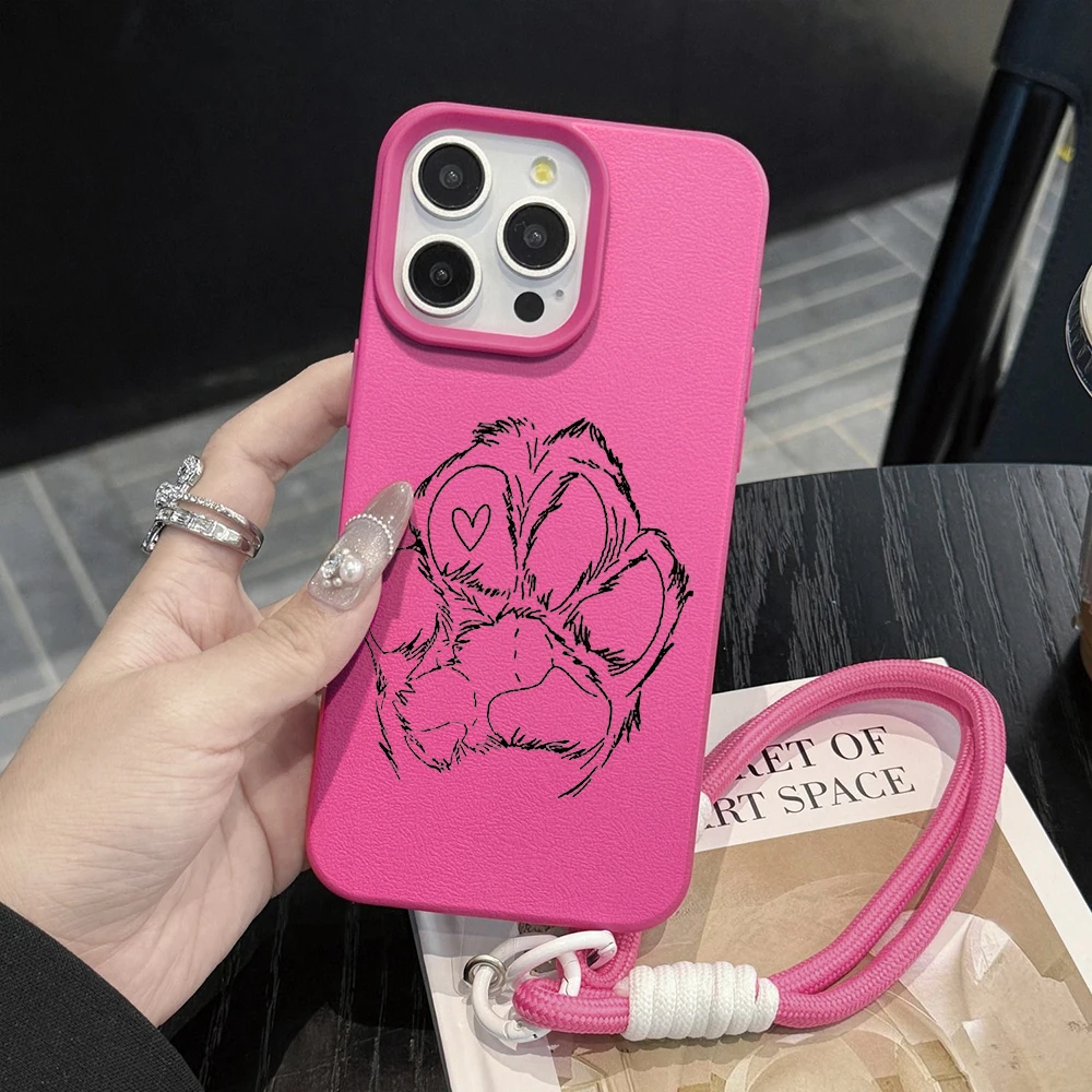 Amiable Dog Paw Beans INS Handgelenk-Schlaufenhülle für iPhone 13 11 12 Pro Max Hüllen iPhone 15 17 14 16 Plus XR mit Lanyard Fundas – Detail 9
