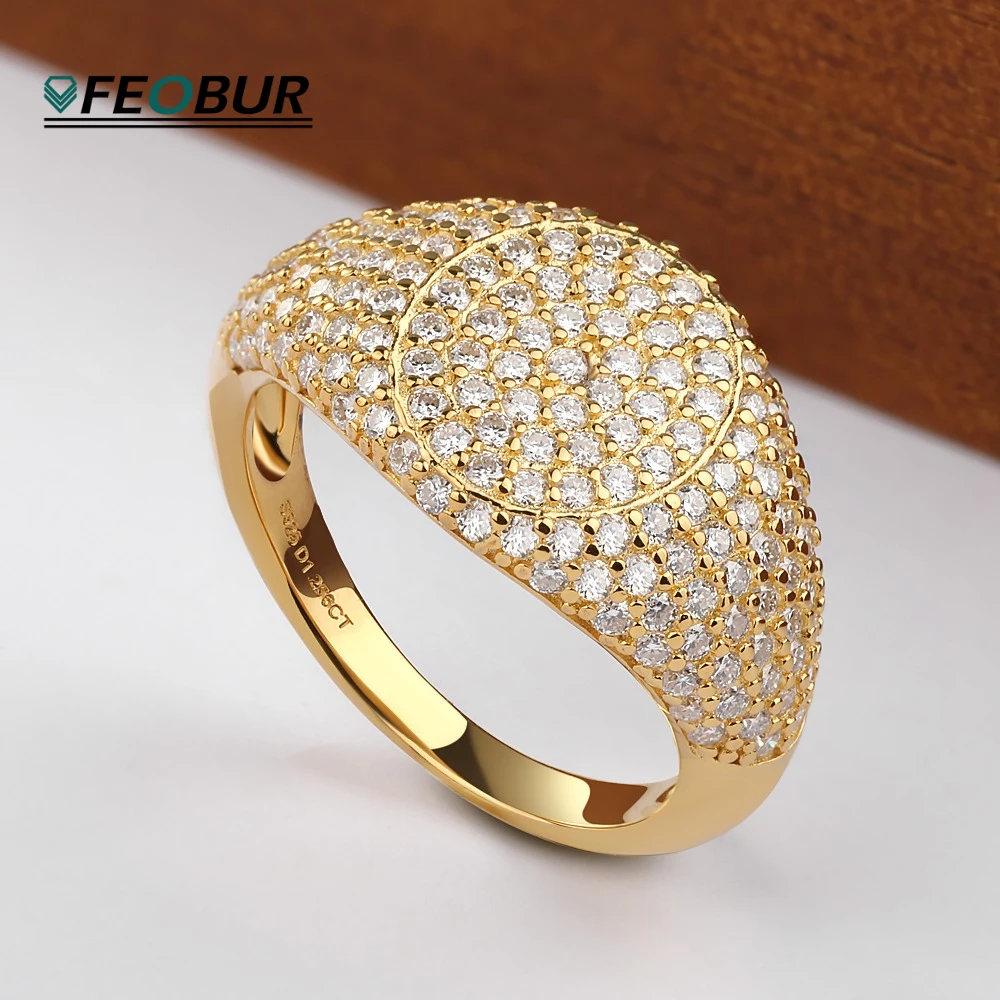 

Sparkling 1.2mm Moissanite Ring for Woman Men 925 Sterling Silver Plated 18k Gold Full Diamond Eternity Band Hiphop Party Jewely