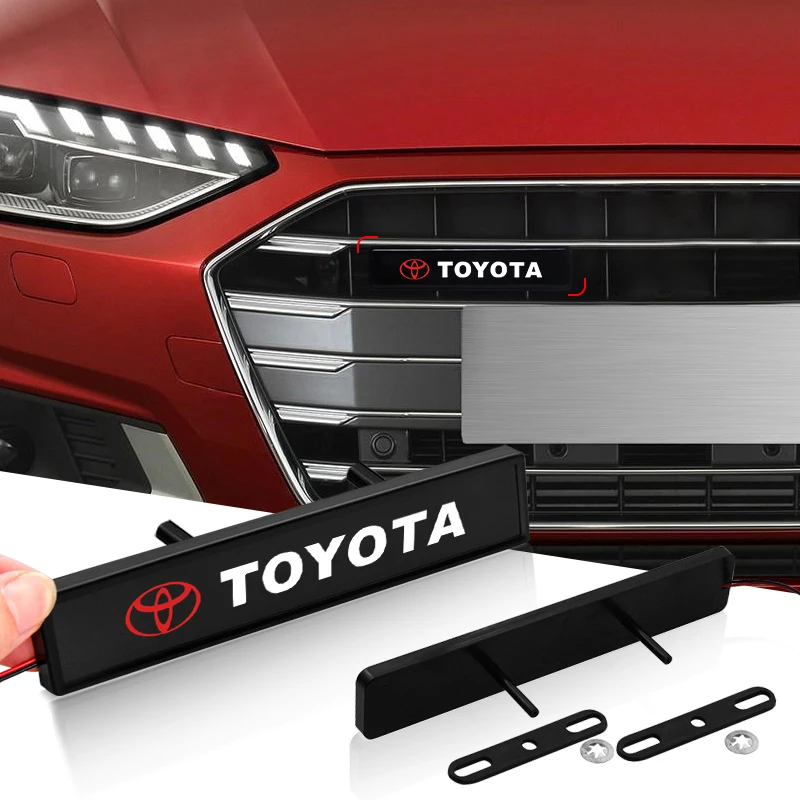 غطاء السيارة الأمامي مصبغة مصباح شعار ديكور الإنارات مصباح ليد لتويوتا TRD أفالون ميراي أفينسيس برادو هايلكس VVT-I 4WD كورولا