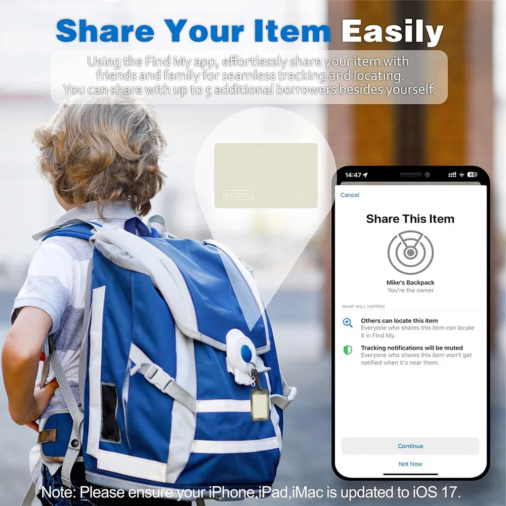 Cienki lokalizator AirTag w kształcie karty, 1,6 mm, ładowalny, kompatybilny z funkcją Find My (tylko iOS), lokalizator do bagażu. — zdjęcie produktu 5
