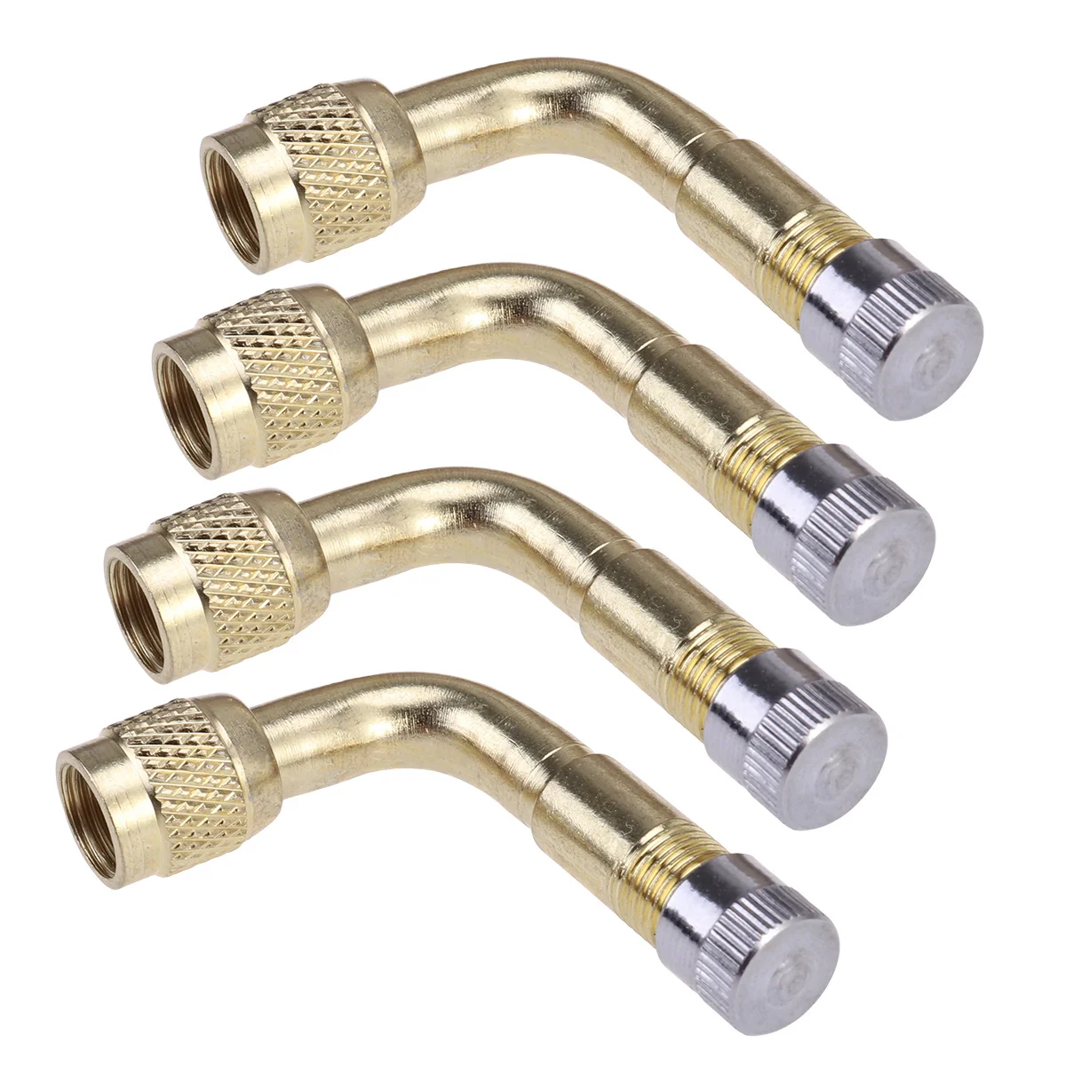 

4Pcs Valve 90 Degree Brass Air Tyre Stem Extension Adapter Easy Inflate Check for Car Truck Motorcycle Tires