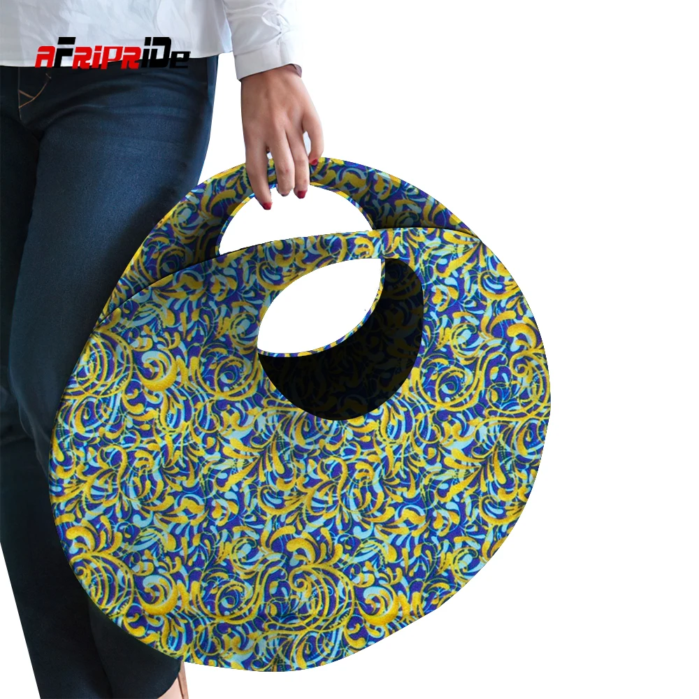 Africa Women's Handbags Fashion Round Satchel Handmade Top-Handle Bags Canvas Handbag Reusable Shopping Bag WYB525