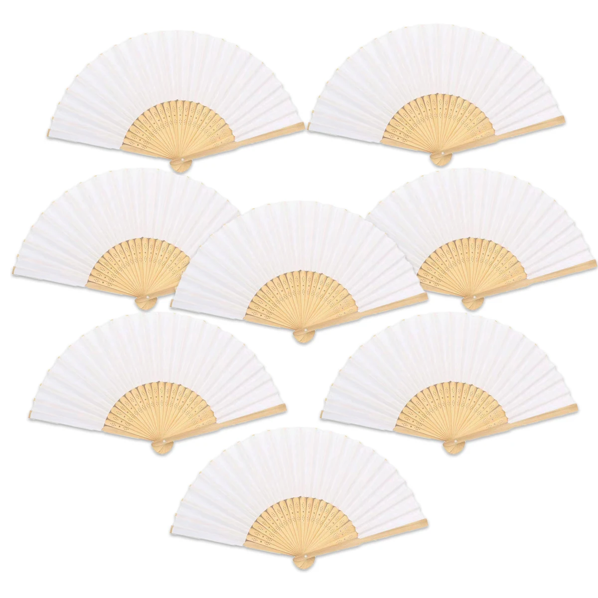 8/12/24/48pcs Foldable Bamboo Fans White Blank Paper Fans Party Gift for Guest Anniversary Birthday Wedding Decoration