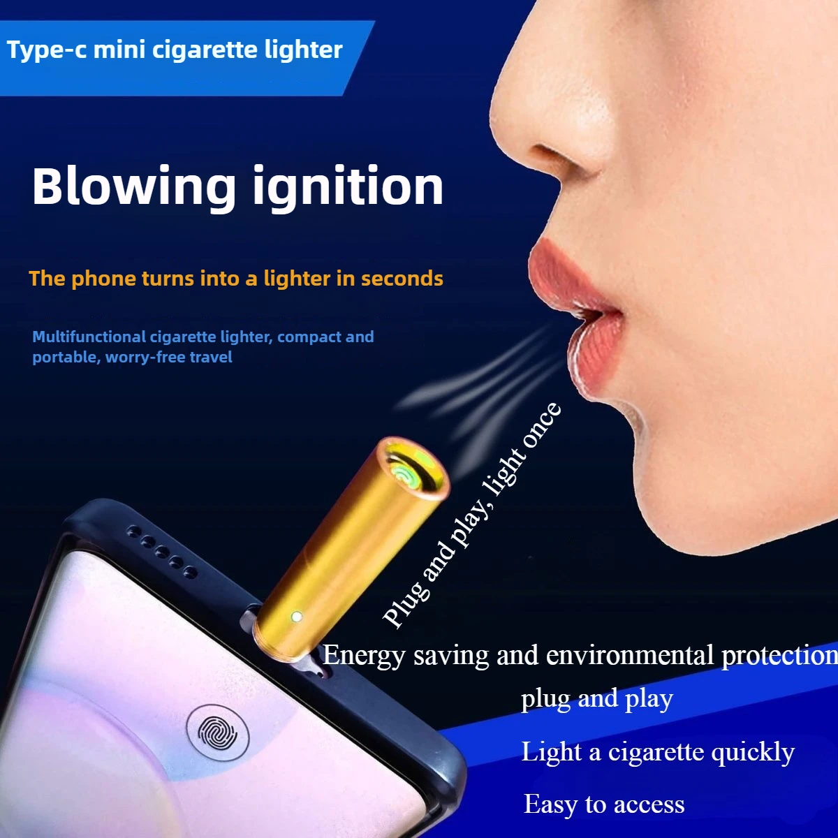 Mini Convenient Wireless Cigarette Lighter TYPE-C Lighter, Travel-friendly Airplane Lighter