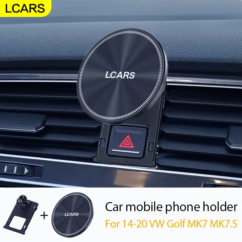 Soporte para Teléfono Móvil Específico para Autos Lcars, Compatible con Volkswagen Golf (2014-2020), para Vw Golf Mk7 Mk7.5, Soporte para Teléfono para Auto - Instalación en el Tablero y la Rejilla de Ventilación, Base de ABS, Rotación de 360 Grados °   C
