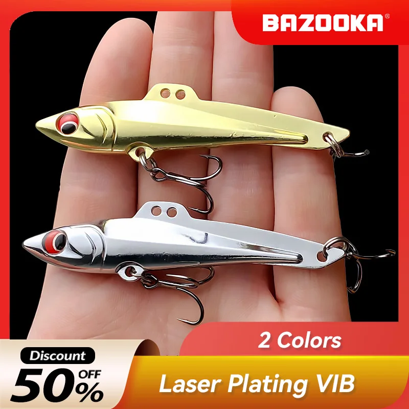 

Bazooka VIB Fishing Lure Metal Hard Cast Jigging Spoonbait Swimbait Wobble Vibration Artificial Pesca Silver Bass Pike Winter