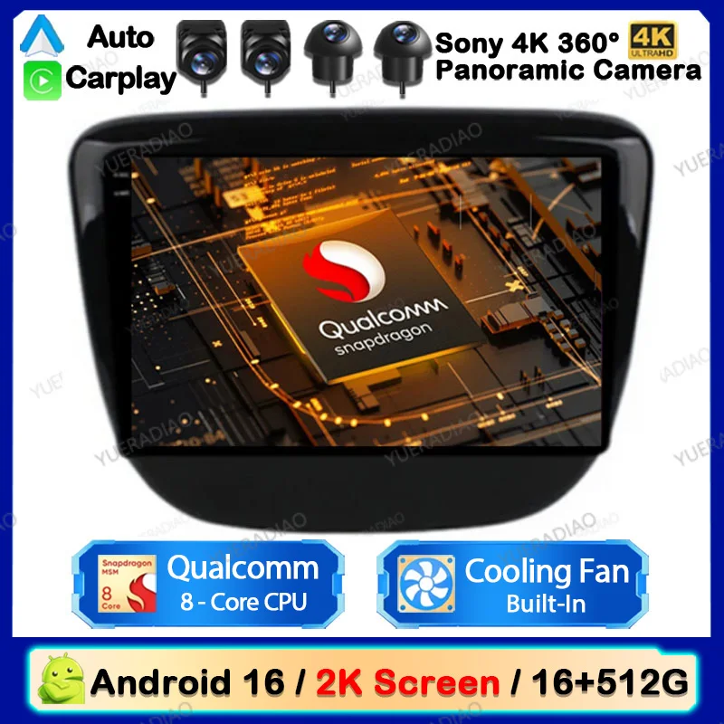 Radio para Auto Android 16 para Chevrolet Cavalier 2016 2017 2018, CarPlay, Reproductor Multimedia Estéreo, GPS, Navegación, 4G, WIFI, QLED, BT